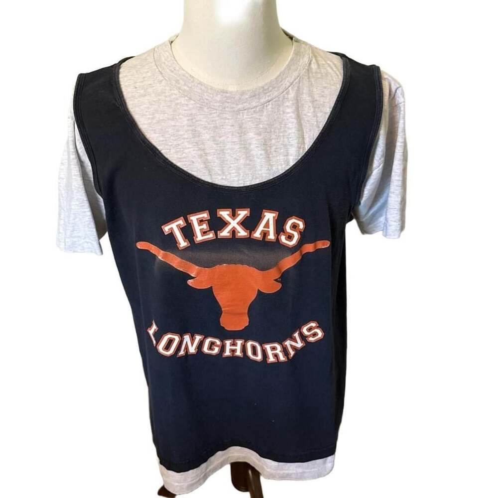 University of Cotton Texas Longhorns Graphic 2 Layer Tank Top T Shirt Large